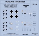 Weikert Decals DEC314 TIGER I - Otto Carius - czołg 217 - Schwere Pz. Abt. 502 , Narva - Łotwa, kwiecień 1944 - ver.1 1/35
