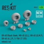 RESKIT RS35-0007 UH-60 Black Hawk, MH-60 (G,L), HH-60 (G,M,P), UH-60 (A,L,P) S-70A-27 (55) wheels set (NEW CASTING)  1/35