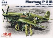 ICM 48125 North American Mustang P-51B US WW2 Fighter with US AF Pilots and Ground Personnel model kit (1:48)