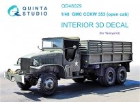 Quinta Studio QD48029 GMC CCKW 353 (open cab) 3D-Printed & coloured Interior on decal paper (Tamiya) 1/48
