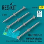 RESKIT RS32-0406 AIM-120C (C-7) AMRAAM missiles (4 pcs) (3D Printed) 1/32