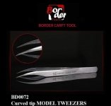 Border Model BD0072-2 Long Bend (Curved Tip) Model Tweezers