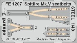 Eduard FE1207 Spitfire Mk.V seatbelts STEEL EDUARD/SPECIAL HOBBY 1/48