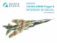 Quinta Studio QD48456 MiG-23M/MiG-23MF 3D-Printed & coloured Interior on decal paper (Trumpeter) 1/48