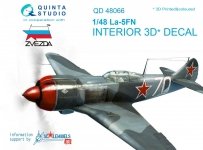 Quinta Studio QD48066 La-5FN 3D-Printed & coloured Interior on decal paper (for Zvezda kit) 1/48