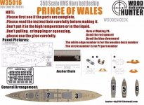 Wood Hunter W35016 Wood Deck HMS Prince of Wales for Tamiya 1/350