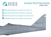 Quinta Studio QRV-026 Double riveting rows (rivet size 0.25 mm, gap 1.0 mm, suits 1/24 scale), White color, total length 5,8 m/19 ft