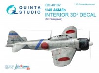 Quinta Studio QD48102 A6M2 3D-Printed & coloured Interior on decal paper (for Hasegawa kit) 1/48