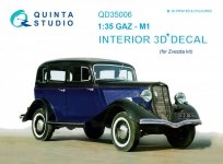 Quinta Studio QD35006 GAZ-M1 3D-Printed & coloured Interior on decal paper (for Zvezda kits) 1/35