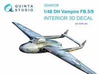 Quinta Studio QD48338 DH Vampire FB.5/FB.9 3D-Printed coloured Interior on decal paper (Airfix) 1/48