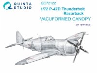 Quinta Studio QC72122 P-47D Thunderbolt Razorback vacuumed clear canopy (Tamiya) 1/72