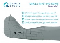 Quinta Studio QRV-022 Single riveting rows (rivet size 0.25 mm, gap 1.0 mm, suits 1/24 scale), Black color, total length 5,8 m/19 ft