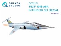 Quinta Studio QD32181 F-104S-ASA 3D-Printed coloured Interior on decal paper (Italeri) 1/32