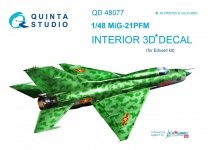 Quinta Studio QD48077 MiG-21PFM 3D-Printed & coloured Interior on decal paper (for Eduard kit) 1/48