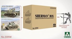 Takom 2205W M4A1(76w)HVSS + M1 Super Sherman + US Army Tank Crewman Sherman Box Limited Edition 1/35