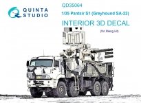 Quinta Studio QD35064 Pantsir-S1 (SA-22 Greyhound) 3D-Printed & coloured Interior on decal paper (Meng) 1/35
