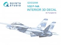 Quinta Studio QDS32098 F-14A 3D-Printed & coloured Interior on decal paper ( Trumpeter ) (Small version) 1/32