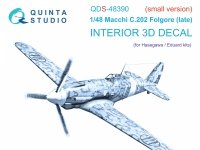 Quinta Studio QDS-48390 Macchi C.202 Folgore Late 3D-Printed & coloured Interior on decal paper (Hasegawa/Eduard) (Small version) 1/48