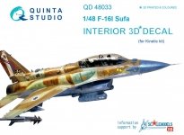 Quinta Studio QD48033 F-16I 3D-Printed & coloured Interior on decal paper (for Kinetic kit) 1/48