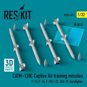 RESKIT RS32-0414 CATM-120C Captive air training missiles (4 pcs) (3D Printed) 1/32