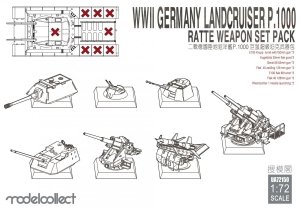 Modelcollect UA72150 WWII Germany landcruiser p.1000 ratte weapon set pack (1:72)