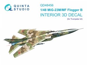 Quinta Studio QD48456 MiG-23M/MiG-23MF 3D-Printed & coloured Interior on decal paper (Trumpeter) 1/48