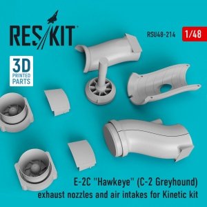RESKIT RSU48-0214 E-2C HAWKEYE (C-2 GREYHOUND) EXHAUST NOZZLES AND AIR INTAKES FOR KINETIC KIT (3D PRINTING) 1/48