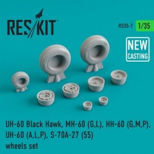 RESKIT RS35-0007 UH-60 Black Hawk, MH-60 (G,L), HH-60 (G,M,P), UH-60 (A,L,P) S-70A-27 (55) wheels set (NEW CASTING)  1/35