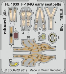 Eduard FE1039 F-104G early seatbelts STEEL 1/48 KINETIC MODEL