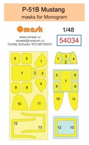 Omask 54034 P-51B Mustang mask (for Monogram) 1/48