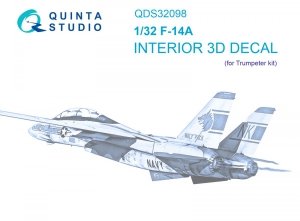 Quinta Studio QDS-32098 F-14A 3D-Printed & coloured Interior on decal paper ( Trumpeter ) (Small version) 1/32