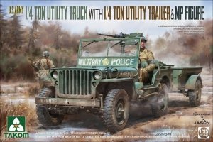 Takom 2126 1/4 Ton Utility Truck with 1/4 Ton Utility Trailer & MP Figure 1/35