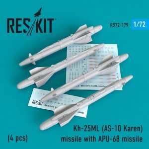 RESKIT RS72-0179 KH-25ML (AS-10 KAREN) MISSILES WITH APU-68 (4 PCS) 1/72