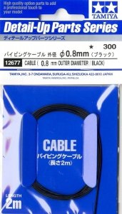Tamiya 12677 Cable OD 0.8mm black Length 2m