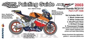 Zero Paints ZP-1036 Repsol Honda RC211V 2003 Paint Set 5x30ml