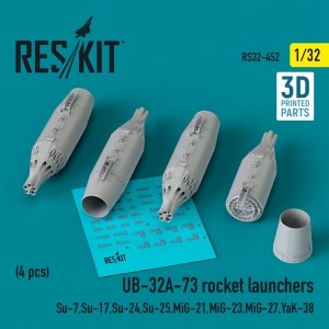 RESKIT RS32-0452 UB-32A-73 rocket launchers (4 pcs) (3D Printed) 1/32
