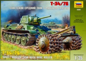 Zvezda 3580 Soviet T-34/76 Tank With Mine Roller (1:35)