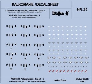 Weikert Decals DEC220 Mundury niemieckie - patki, naramienniki, insygnia na czapki - WAFFEN SS - ver.4 - vol.20 1/35