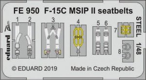 Eduard FE950 F-15C MSIP II seatbelts STEEL 1/48 GREAT WALL HOBBY