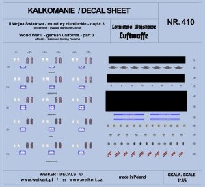 Weikert Decals DEC410 Mundury niemieckie - część 3 - luftwaffe - dywizja Hermann Goring 1/35