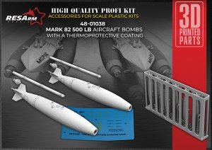 RESArm 48-01038 mk82 - US aircraft bomb with thermal protective coating (WITH DECAL) (3D resin printing) 1/48