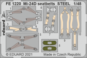 Eduard FE1220 Mi-24D seatbelts STEEL EDUARD / ZVEZDA 1/48