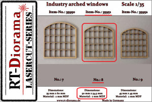 RT-Diorama 35951 Industry arched windows No.: 8 (3 pcs) 1/35