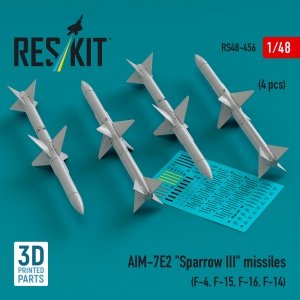 RESKIT RS48-0456 AIM-7E2 Sparrow III missiles (4 pcs) (3D Printed) 1/48