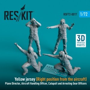 RESKIT RSF72-0017 YELLOW JERSEY (RIGHT POSITION FROM THE AIRCRAFT) PLANE DIRECTOR, AIRCRAFT HANDLING OFFICER, CATAPULT AND ARRESTING GEAR OFFICERS (4 PCS) (3D PRINTED) 1/72
