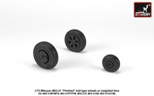 Armory Models AW72049 Mikoyan MiG-21 Fishbed wheels w/ weighted tires, mid 1/72