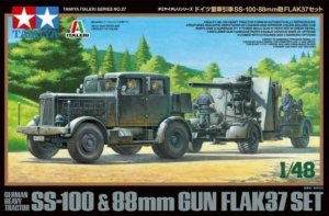 Tamiya 37027 GERMAN HEAVY TRACTOR SS-100 & 88mm GUN FLAK37 SET 1/48