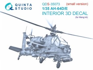 Quinta Studio QDS-35073 AH-64D/E 3D-Printed & coloured Interior on decal paper (Meng) (small version) 1/35