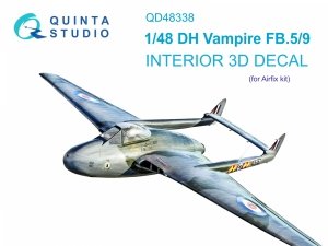 Quinta Studio QD48338 DH Vampire FB.5/FB.9 3D-Printed coloured Interior on decal paper (Airfix) 1/48