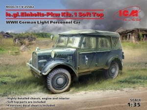 ICM 35582 le.gl.Einheitz-Pkw Kfz.1 Soft Top, WWII German Light Personnel Car 1/35